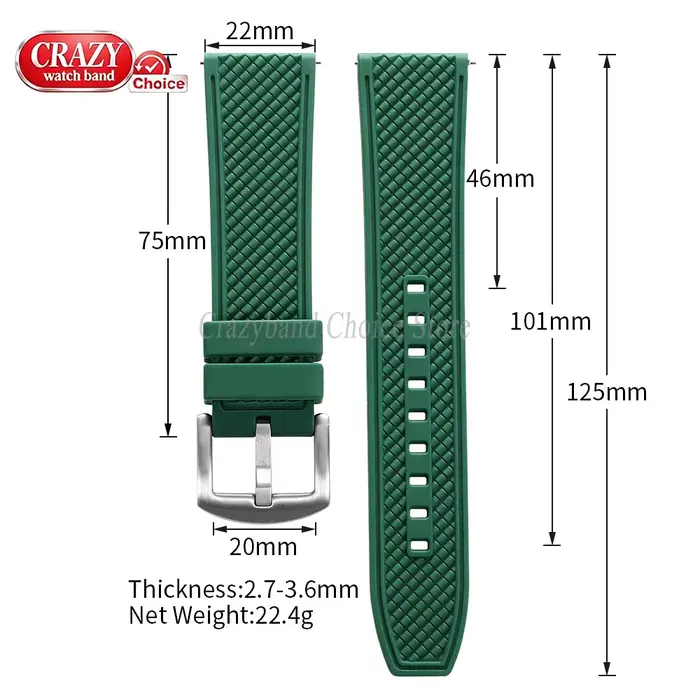 Bracelet de montre en silicone universel pour Seiko Omega Citizen et autres marques de montres pour femmes et hommes occasions spéciales et quotidiennes