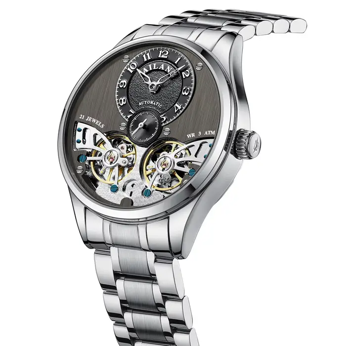 Montre Daniel Gorman Tourbillon Volant Design Squelette Complet Verre Saphir Bracelet Acier Occasions Spéciales