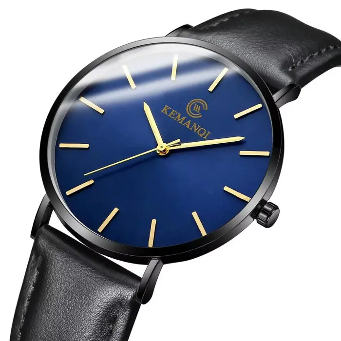 Montre JBAILI en acier inoxydable avec bracelet en cuir pour homme élégant occasions spéciales affaires soirées