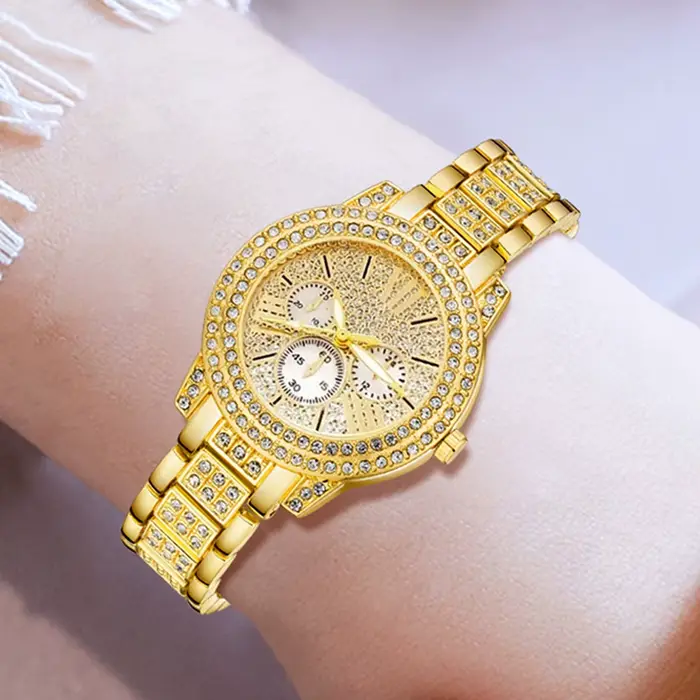Montre à Quartz pour femmes or luxe