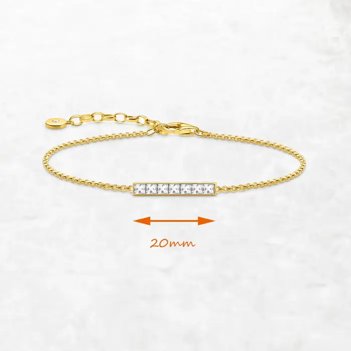 Bracelet en or avec pierres blanches rectangulaires