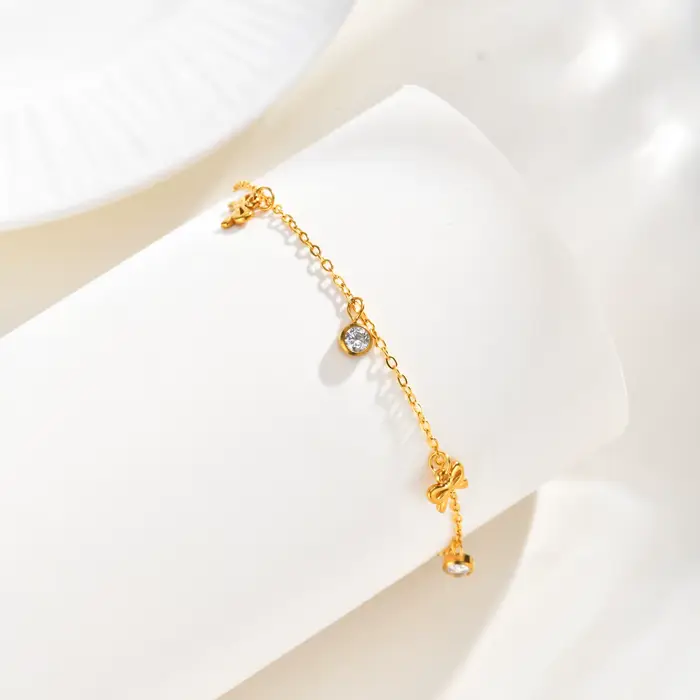 Bracelet Nœud pour Femme en Acier Inoxydable Plaqué Or 18K