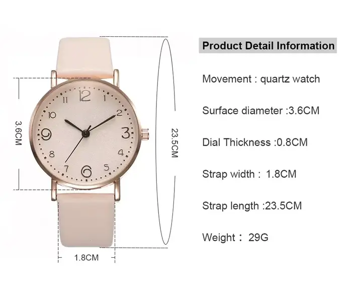 Femmes montres décontracté chiffres arabes en cuir analogique
