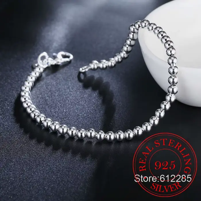 Bracelet en argent regardé 100% véritable pour adolescentes