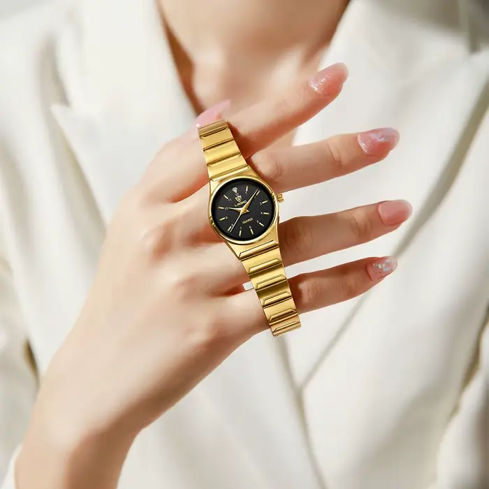 Montre à Quartz Dorée Liebig Luxe Acier Inoxydable Occasions Spéciales Femme Casual Mode Décontracté