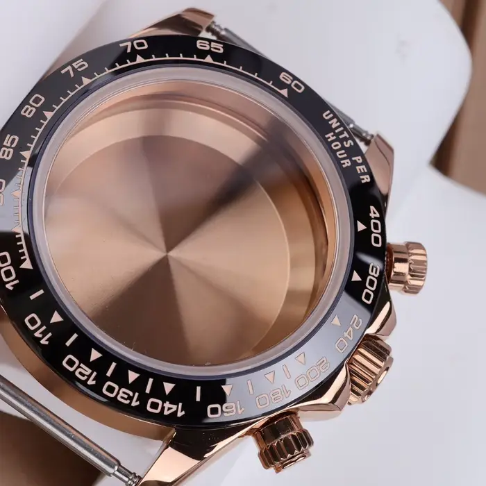 Boîtier de montre en or rose pour femmes, 39MM, verre saphir, compatible Seiko VK63 Movt, acier 316L, étanche, accessoires de haute qualité pour occasions spéciales