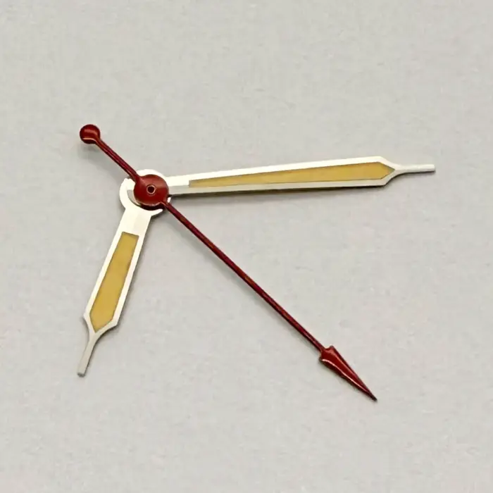 Aiguilles de montre argentées et rouges compatibles avec le mouvement VH31