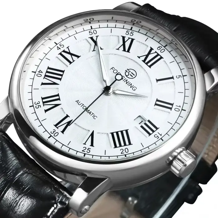 Montre mécanique automatique pour homme de style européen et américain - Cadran blanc simple