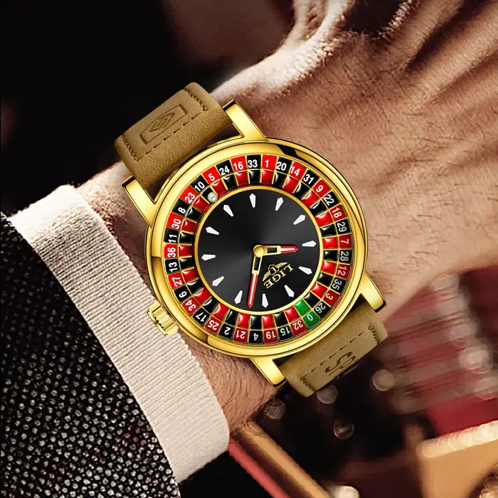 Montre homme LIGE cadran roulette russe bracelet alliage étanche quartz style fashion casual pour homme occasions spéciales