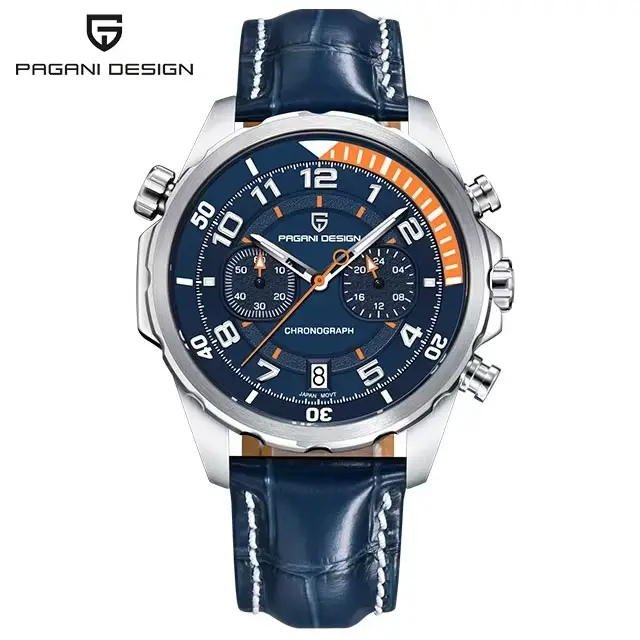 Montre à quartz de marque haut de gamme PAGANI DESIGN, chronographe, bracelet en cuir, montre-bracel