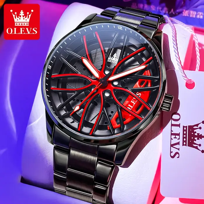 OLEVS Sport hommes montres mode Rotation roue cadran Style de rue étanche lumineux Original luxe montre à Quartz
