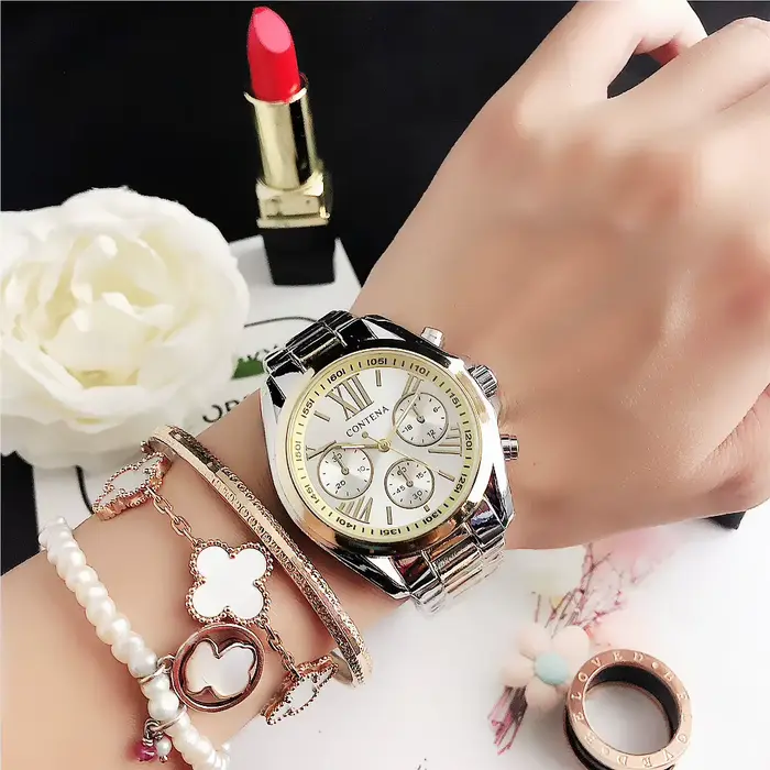 CONTENA-Montre Quartz de Luxe en Acier Inoxydable pour Femme, Montres de Marque Supérieure, Mode Élé