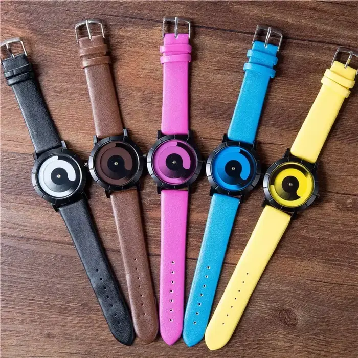 Montres-bracelets à quartz avec bracelet en cuir pour hommes et femmes