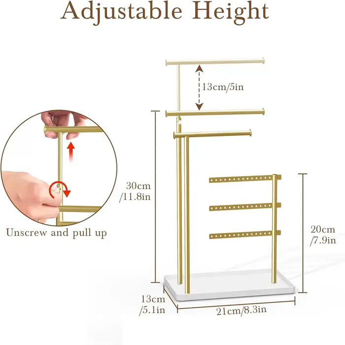 Porte-bijoux organisateur support réglable haut 17.5 "(Max) cadeau pour femmes
