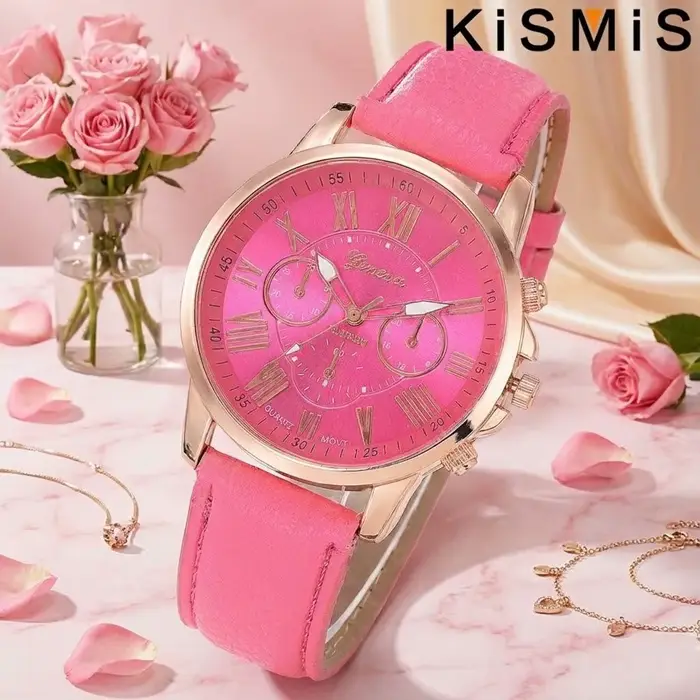 Montre à quartz Fashion Geneva à trois aiguilles et six cadrans avec chiffres romains, montre décont