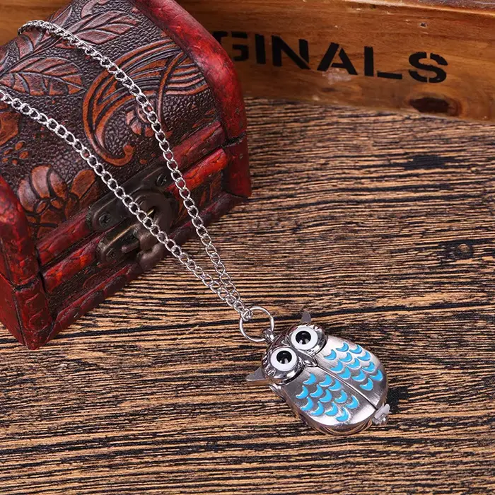 Montre de poche rétro avec motif hibou, montre à quartz créative à couvercle rabattable, montre de p