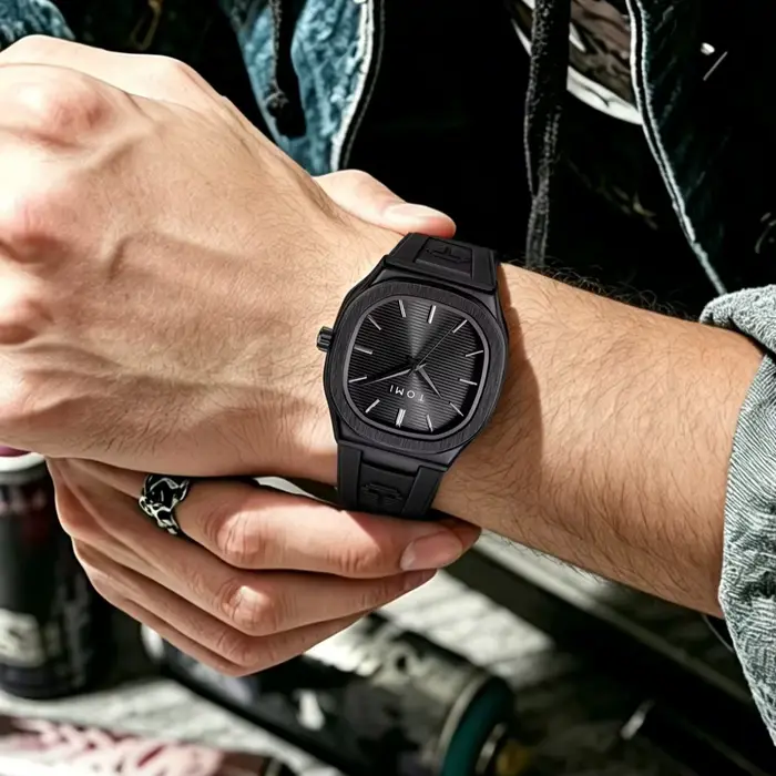Montre TOMI 2026 à Quartz pour Homme avec Bracelet en Caoutchouc Style Luxe Occasions Spéciales