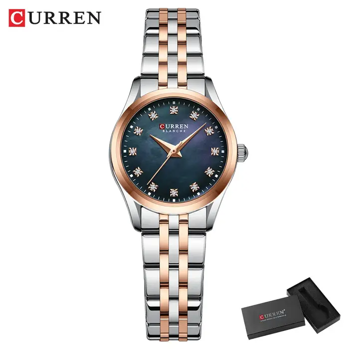 CURREN Montre de mode de luxe pour femme – Élégante acier inoxydable rose doré