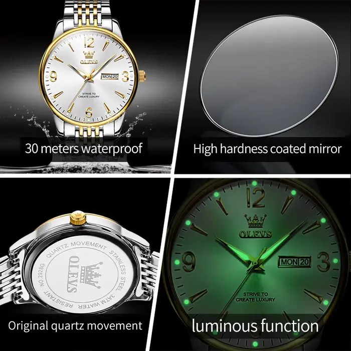 OLEVS 2928 montres pour hommes originales mode Simple Auto Date cadran numérique élégant homme montre-bracelet marque