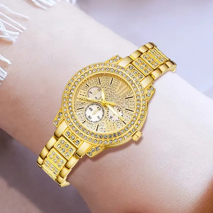 Montre à Quartz pour femmes or luxe