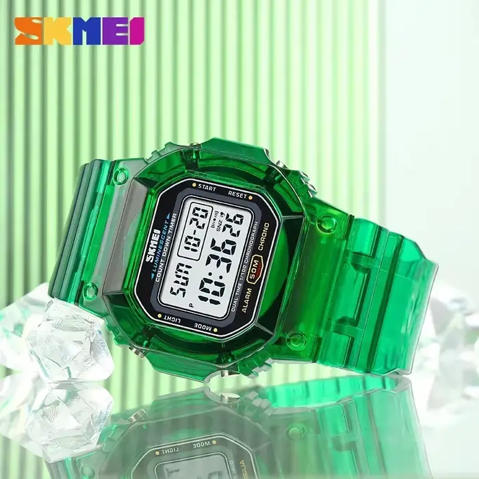 Montre multifonctionnelle résistante à l'eau pour femme, avec design irrégulier, chronomètre, alarme et luminosité nocturne pour occasions spéciales