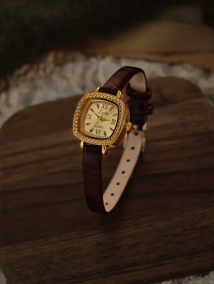 1 Nouvelle montre à quartz pour femme, élégante et raffinée, de haute qualité, avec bracelet en cuir