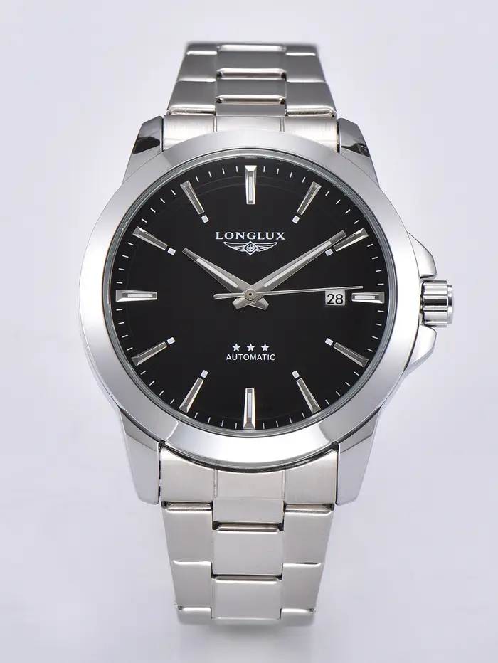 Montre automatique pour homme, mécanique, résistante à l'eau, fermeture bouton-poussoir, bracelet en acier inoxydable, style affaires, parfait pour occasions professionnelles et décontractées
