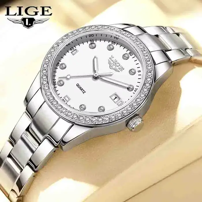 Montre-bracelet LIGE acier inoxydable quartz élégante pour femmes occasions spéciales polyvalente