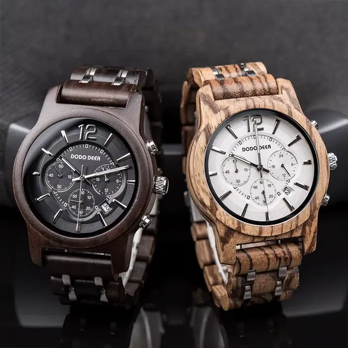 DODO DEER montre en bois pour femmes de luxe rétro lumineux avancé écologique zèbre