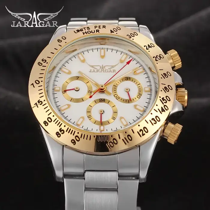 JARAGAR luxe multifonctionnel automatique homme montres en acier inoxydable Vintage mécanique étanch
