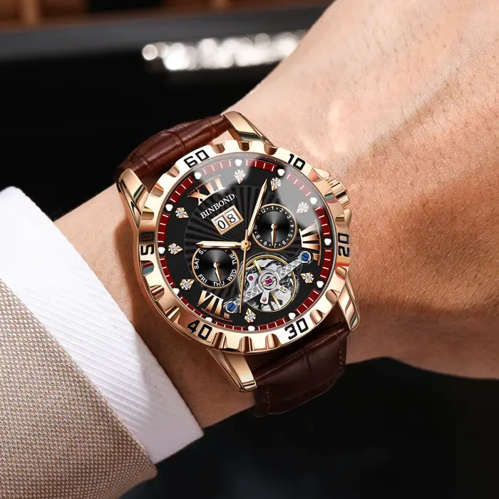 Montres mécaniques automatiques tourbillon BINBOND pour hommes