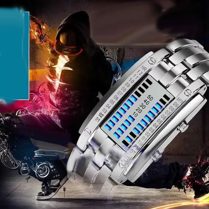 Montre de mode pour hommes, montre de sport numérique à affichage LED, bracelet en simili cuir, reloj hombre часы мужские наручные