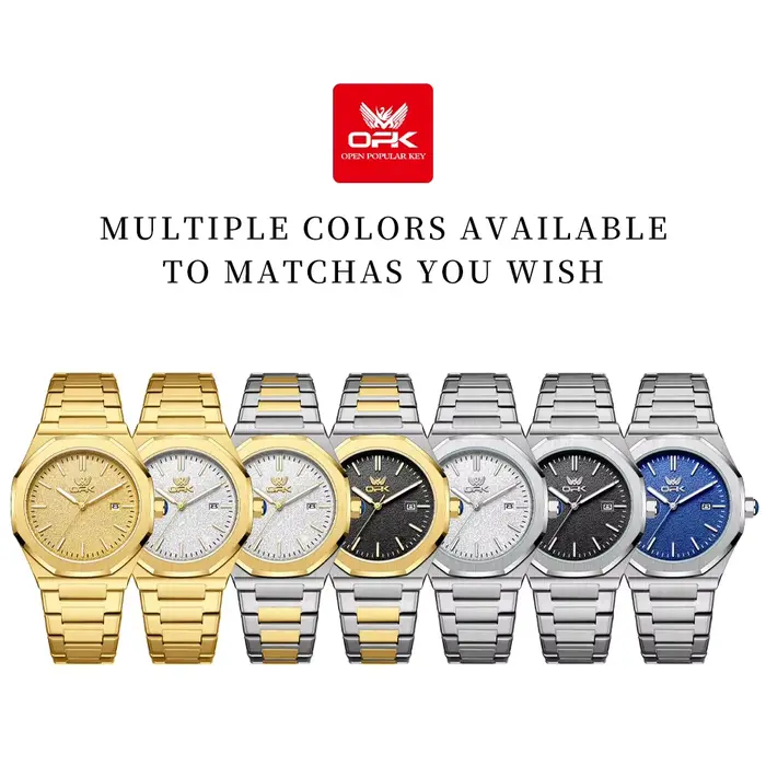 OPK 6046 montre pour hommes solide en acier inoxydable calendrier
