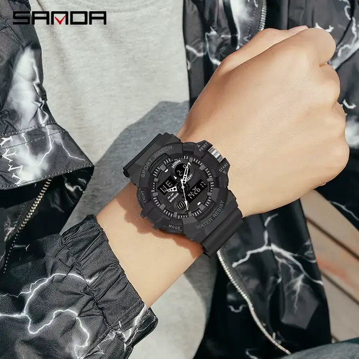SANDA blanc sport hommes montres haut de gamme de luxe militaire montre à Quartz étanche
