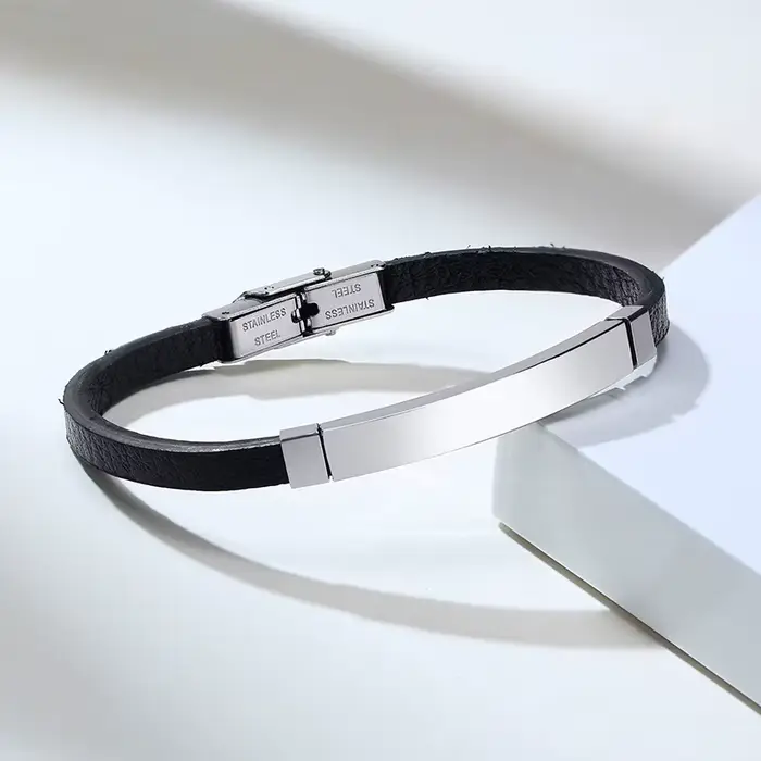Bracelet d'identification de gravure Simple pour hommes