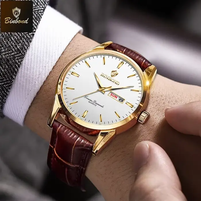 BINBOND Top marque de luxe montre de mode pour hommes étanche horloge homme Date Quartz montres bracelet en cuir