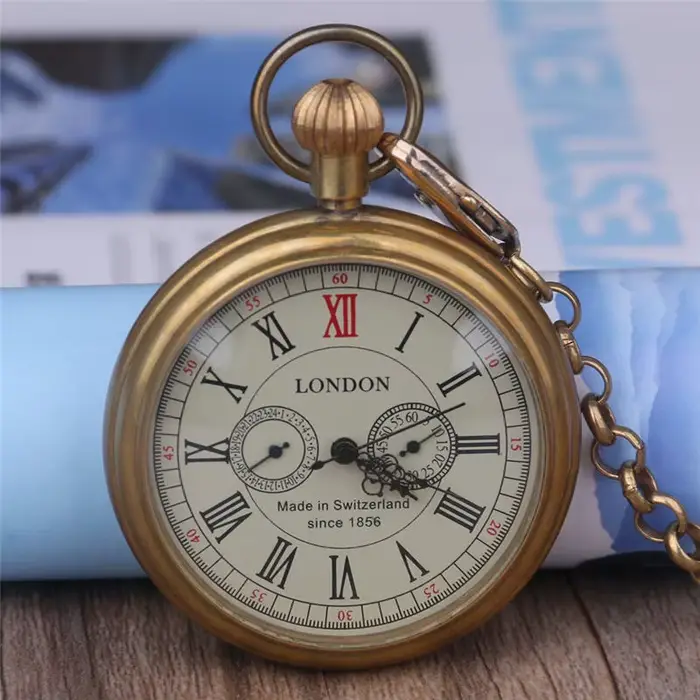 Montre de poche mécanique Antique London 1856, petit cadran à 5 aiguilles, chiffres romains, visage 