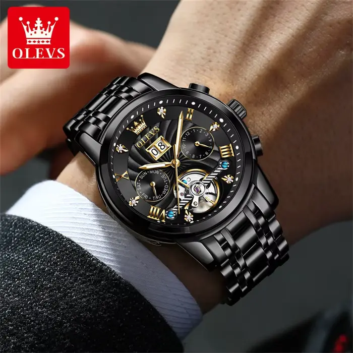 OLEVS classique hommes montres Tourbillon multi-fonction entièrement automatique