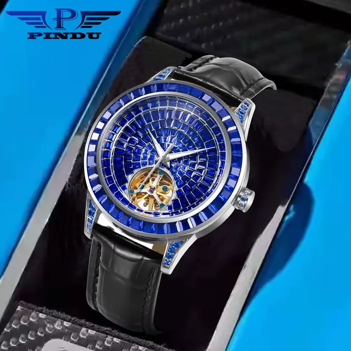 Montre mécanique diamantée PINDU Design NEW 42MM pour homme