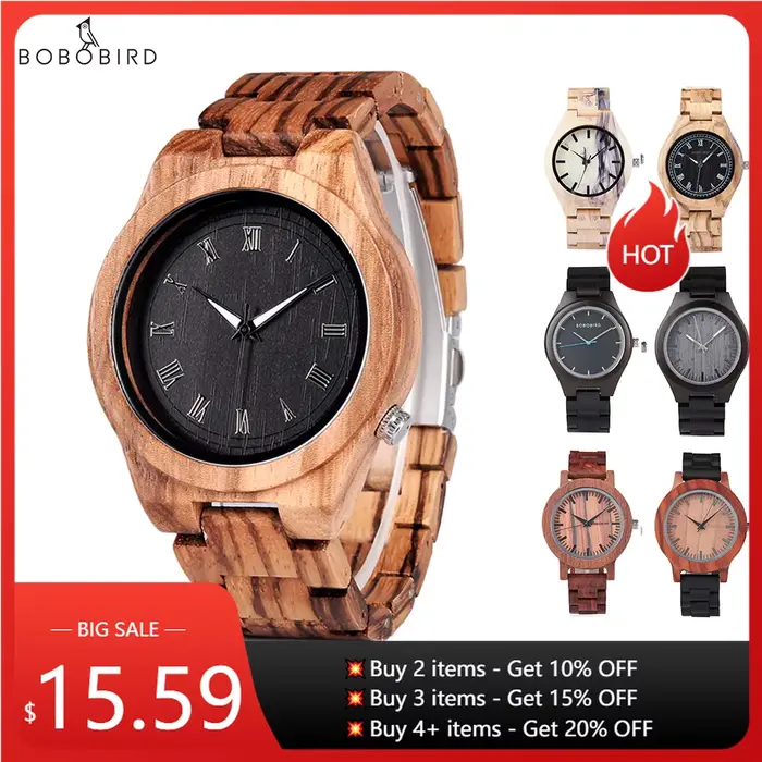 BOBO BIRD montre en bois pour hommes montres