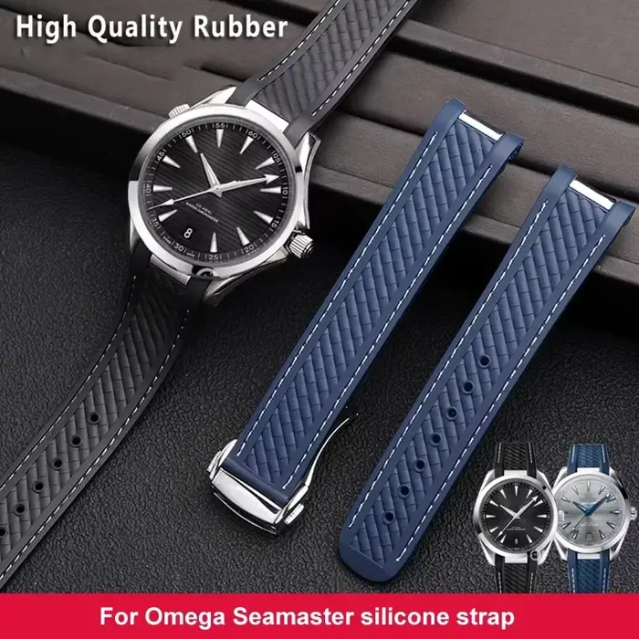 Bracelet de montre en caoutchouc pour Omega AT150 Seamaster 300 AQUA TERRA bracelets de montres de plongée