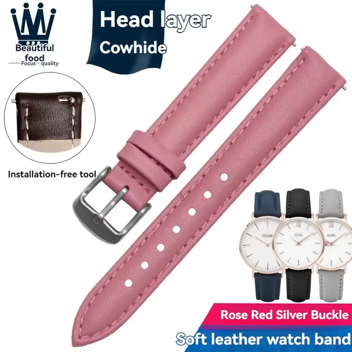 Bracelet de montre en cuir de vachette pour femme, bracelet en cuir de veau, série Fossil Fumovies, 