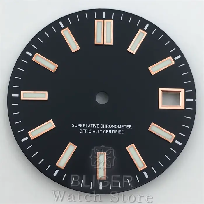 BLIGER 29mm cadran de montre Sunburst noir bleu rouge rose marron vert ciel cadran doré vert lumineu