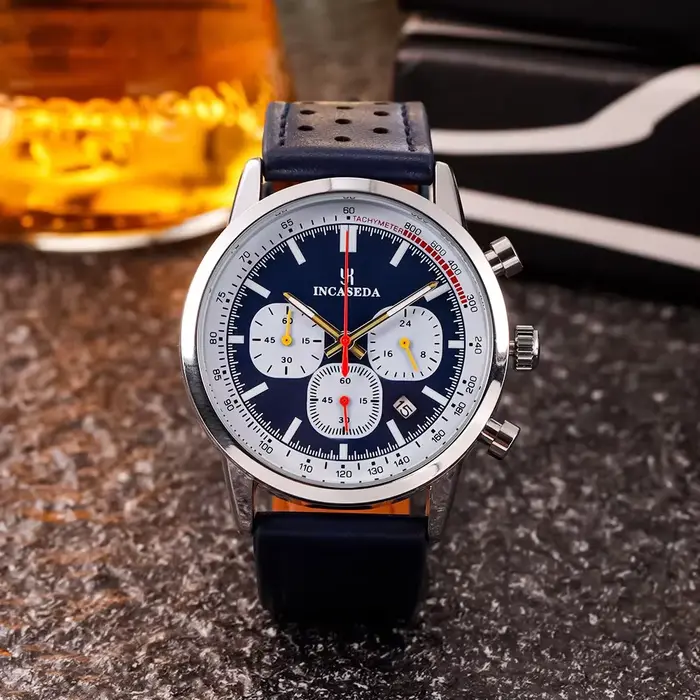 INCASEDA chronographe 42mm mouvement à quartz multifonctionnel série de luxe pour hommes montre