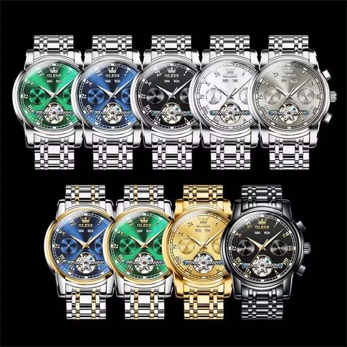 OLEVS 6607 montre automatique de luxe pour hommes évider squelette