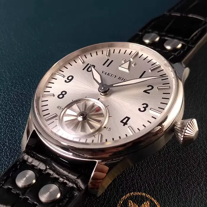 Montre mécanique manuelle pour hommes avec mouvement ventilation, cuir, boucle ardillon, résistante à l'eau, pour occasions spéciales et tenues décontractées