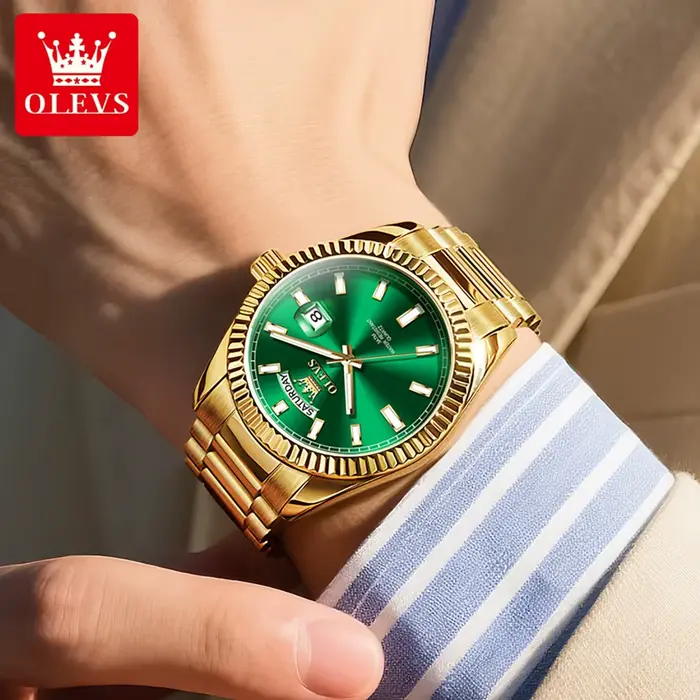 Montre de Luxe OLEVS 5650 Style Affaires Sport Chronographe Calendrier Complet Plongeur Résistante à L'eau Occasions Spéciales Hommes