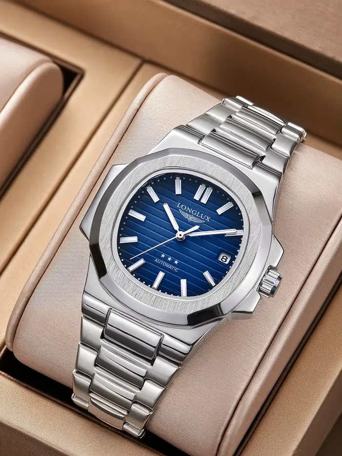 Montre automatique pour hommes, date d'affaires, mécanique, étanche, en acier inoxydable, lumineuse,