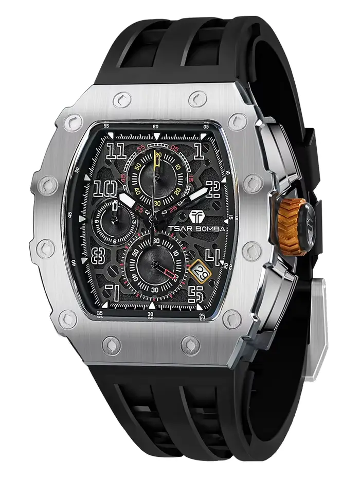 TSAR BOMBA Montre pour hommes marque de luxe Tonneau Design horloge étanche en acier inoxydable mont