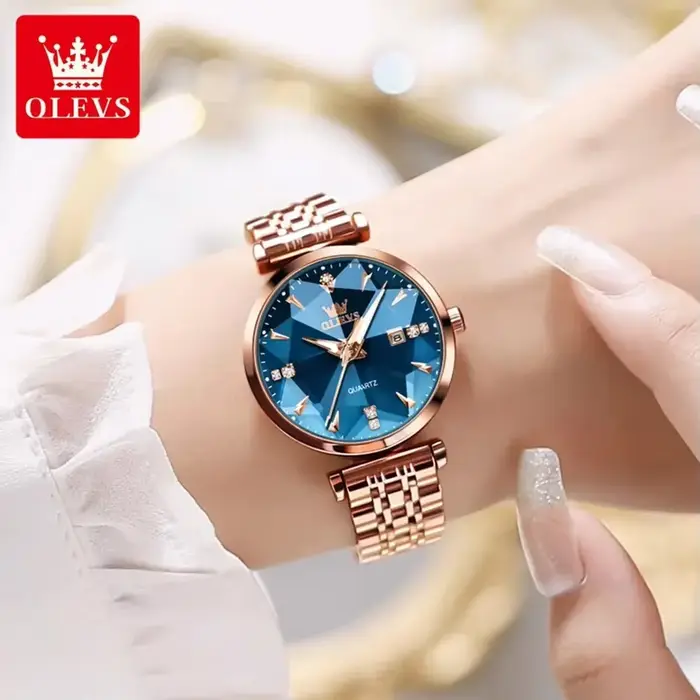 Montre OLEVS 5536 Quartz Élégante pour Femmes Occasions Spéciales Résistante à L'eau Blanc Bronze Argent